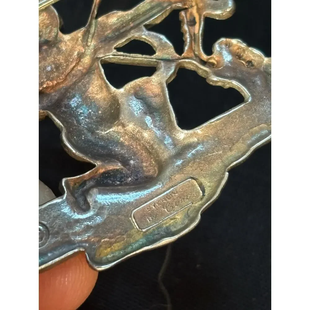 Vintage Sterling Silver Cini Cherub Cupid Sagittarius Brooch Pin